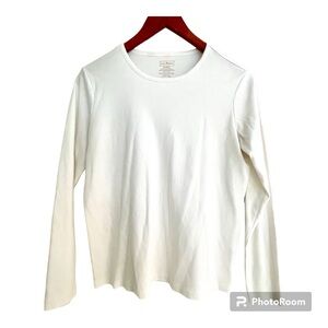 L.L. Bean white Supima cotton long sleeve crewneck top size S